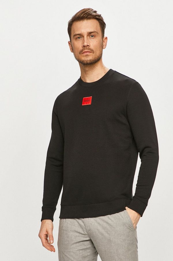 Hugo Bombažen pulover HUGO moški, črna barva, 50447964