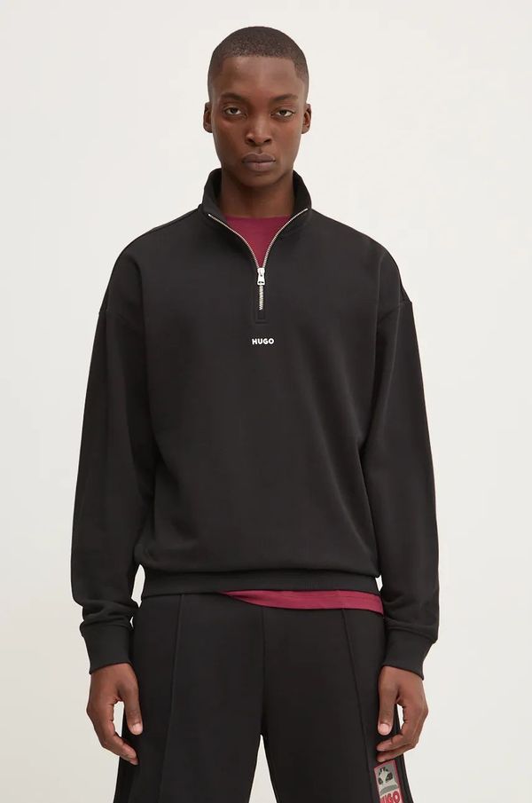 HUGO Bombažen pulover HUGO moški, črna barva, 50525881