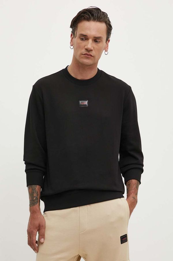 Hugo Bombažen pulover HUGO moški, črna barva, 50528174