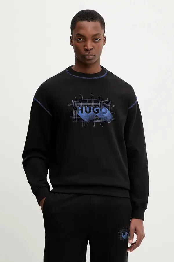 HUGO Blue Bombažen pulover Hugo Nothalic