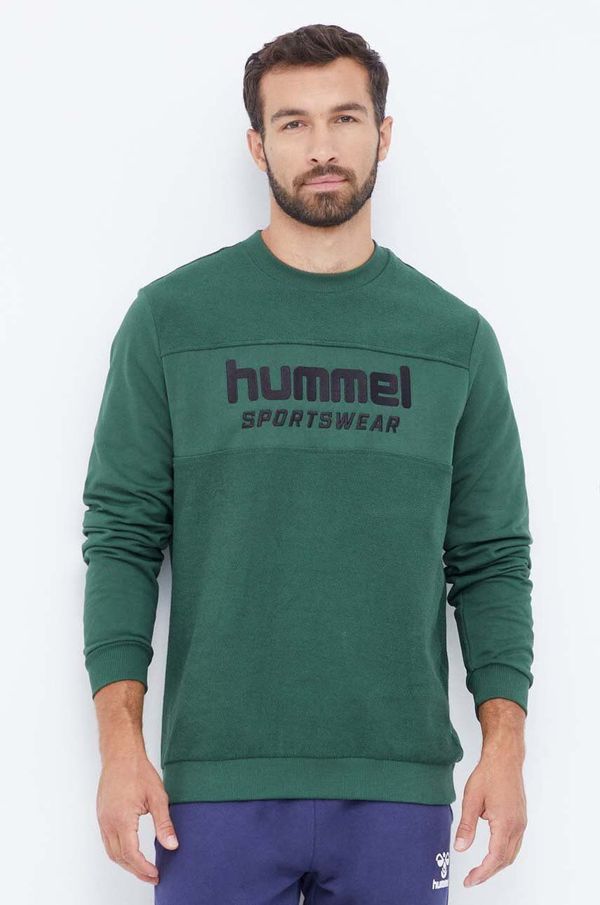 Hummel Bombažen pulover Hummel moška, zelena barva