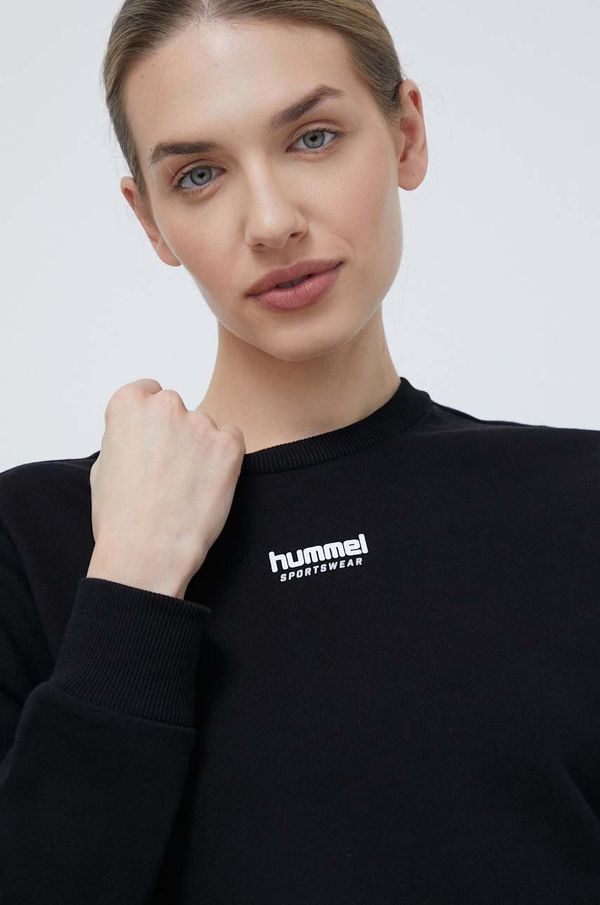 Hummel Bombažen pulover Hummel ženska, črna barva