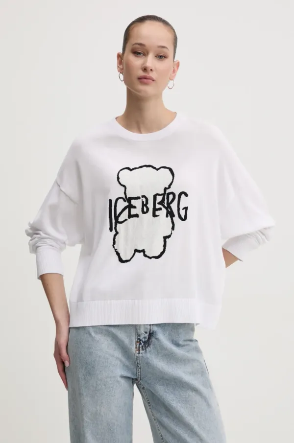 Iceberg Bombažen pulover Iceberg bela barva, A009 9515