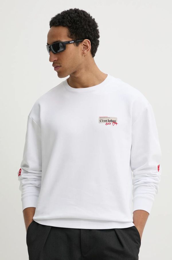Iceberg Bombažen pulover Iceberg moški, bela barva, E050 6300