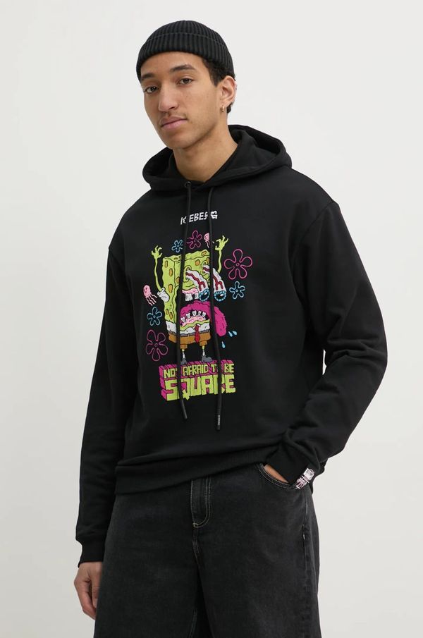 Iceberg Bombažen pulover Iceberg moški, črna barva, s kapuco, E60A 6334