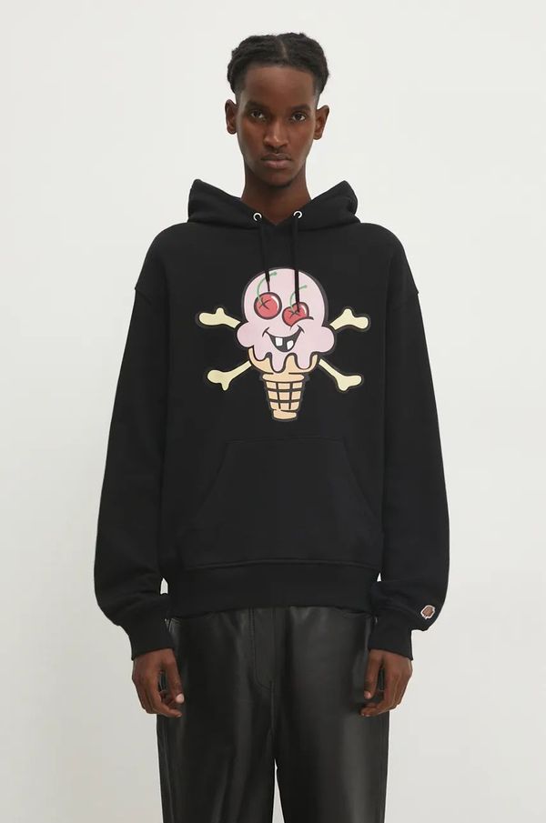 Icecream Bombažen pulover ICECREAM Cones & Bones Popover Hood moški, črna barva, s kapuco, IC24339