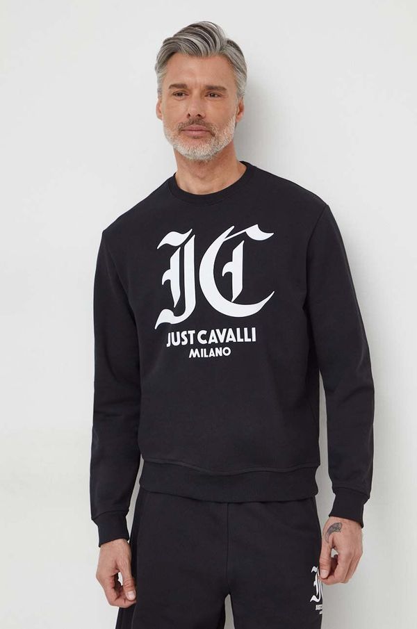 Just Cavalli Bombažen pulover Just Cavalli moška, črna barva