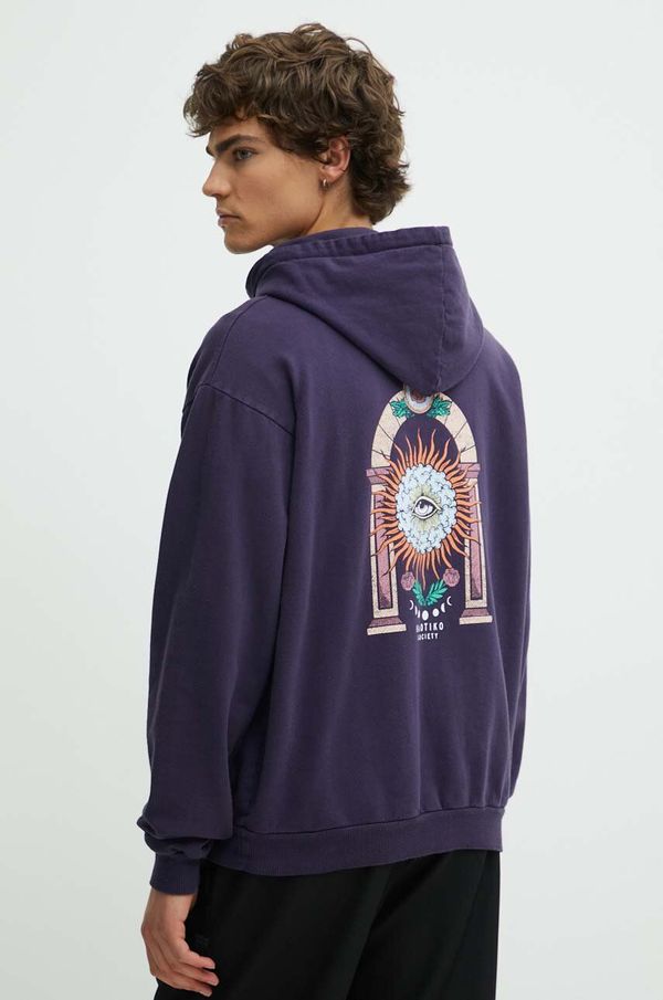 Kaotiko Bombažen pulover Kaotiko vijolična barva, s kapuco, AL016-01-G002