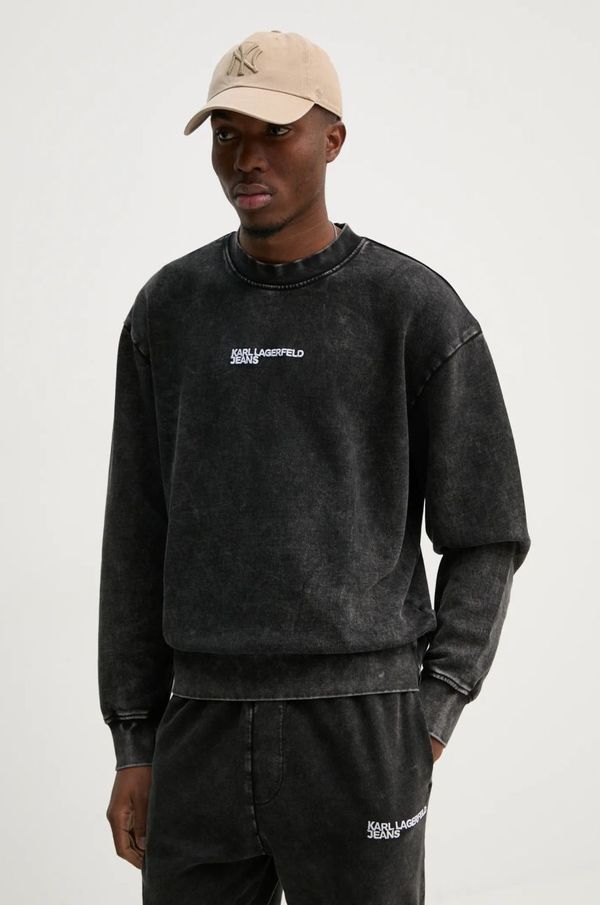 Karl Lagerfeld Jeans Bombažen pulover Karl Lagerfeld Jeans moški, siva barva, A1M20026