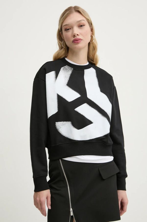 Karl Lagerfeld Jeans Bombažen pulover Karl Lagerfeld Jeans ženski, črna barva, A1W20022