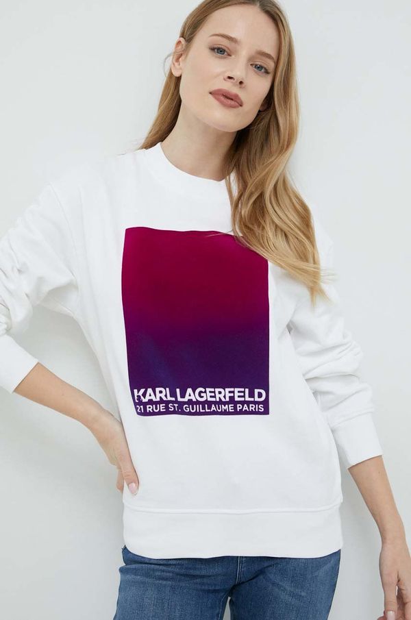 Karl Lagerfeld Bombažen pulover Karl Lagerfeld ženska, bela barva