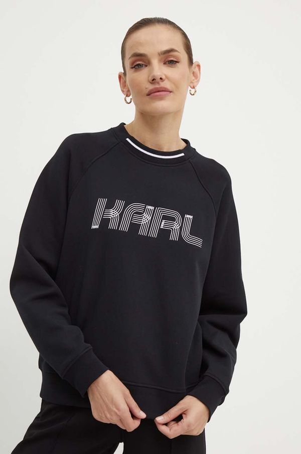 Karl Lagerfeld Bombažen pulover Karl Lagerfeld ženska, črna barva, 245W1803
