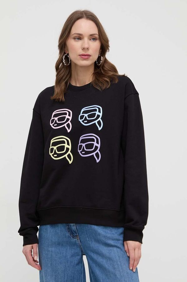 Karl Lagerfeld Bombažen pulover Karl Lagerfeld ženska, črna barva