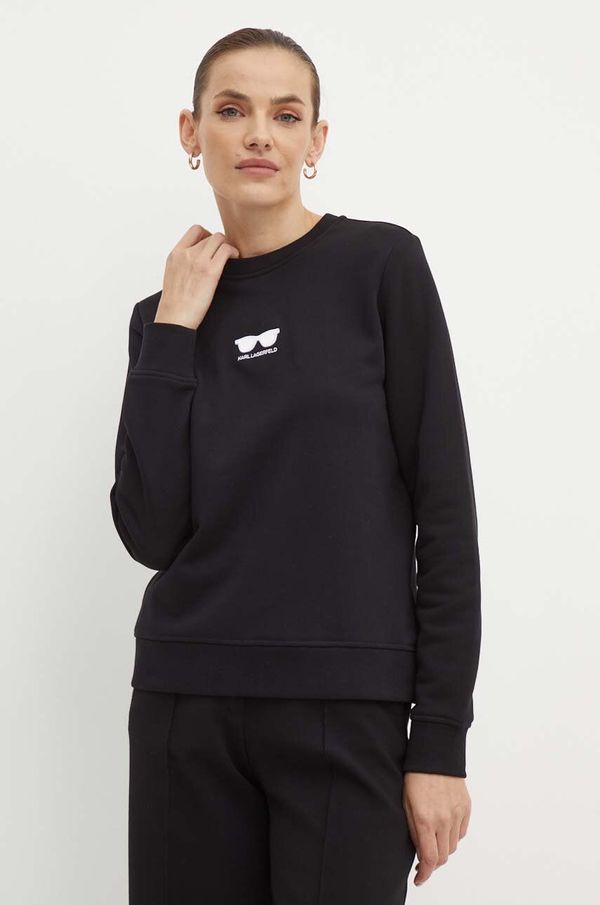 Karl Lagerfeld Bombažen pulover Karl Lagerfeld ženski, črna barva, 245W1813