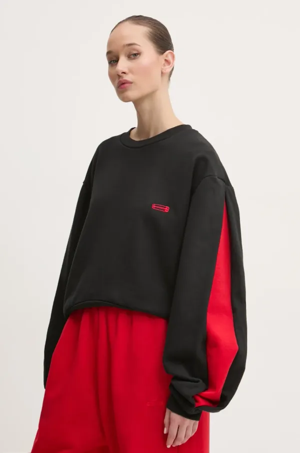 K+LUSHA Bombažen pulover K+LUSHA ženski, črna barva, KLW55002TJF01PX