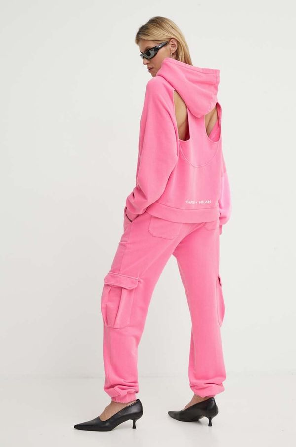 K+LUSHA Bombažen pulover K+LUSHA ženski, roza barva, s kapuco, KLESPEROTJ008PX