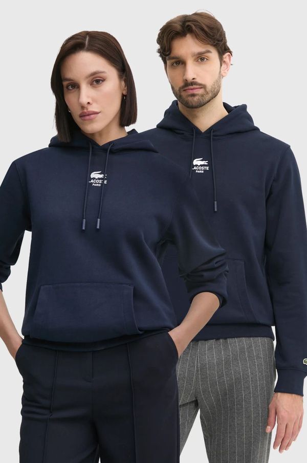 Lacoste Bombažen pulover Lacoste mornarsko modra barva, s kapuco, SH2740