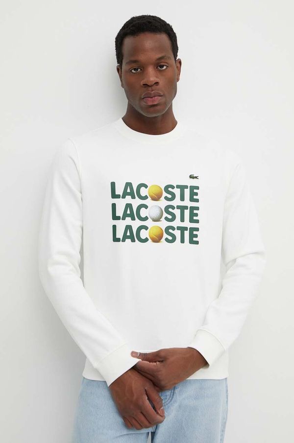 Lacoste Bombažen pulover Lacoste moška, bež barva