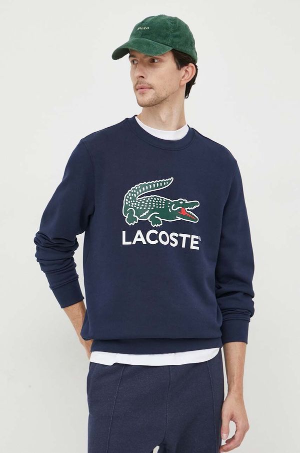 Lacoste Bombažen pulover Lacoste moška, mornarsko modra barva