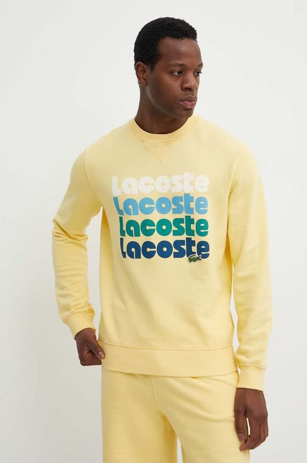 Lacoste Bombažen pulover Lacoste moška, rumena barva