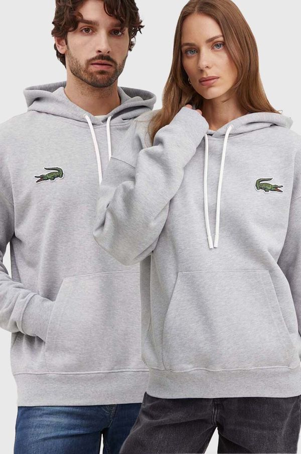 Lacoste Bombažen pulover Lacoste moška, siva barva