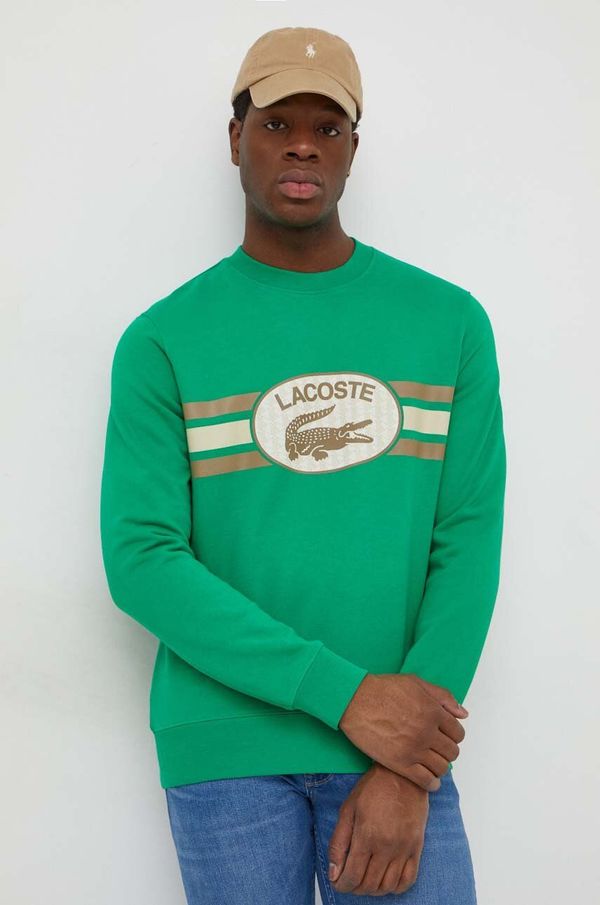 Lacoste Bombažen pulover Lacoste moška, zelena barva