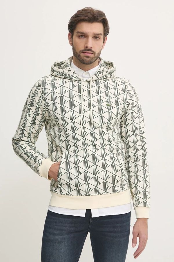 Lacoste Bombažen pulover Lacoste moški, bež barva, s kapuco, SH2855