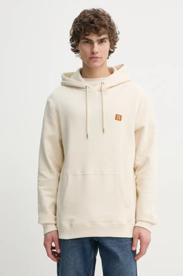 Les Deux Bombažen pulover Les Deux moška, bež barva, s kapuco