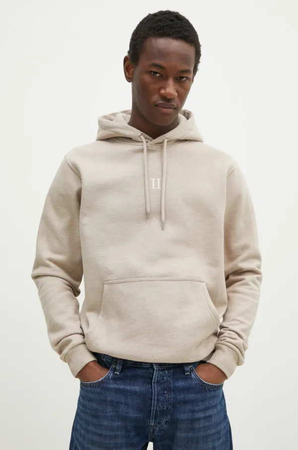 Les Deux Bombažen pulover Les Deux moški, bež barva, s kapuco, LDM202046