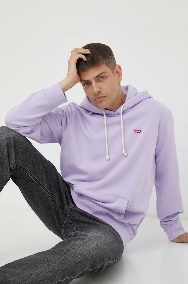 Levi's Bombažen pulover Levi's moška, vijolična barva, s kapuco