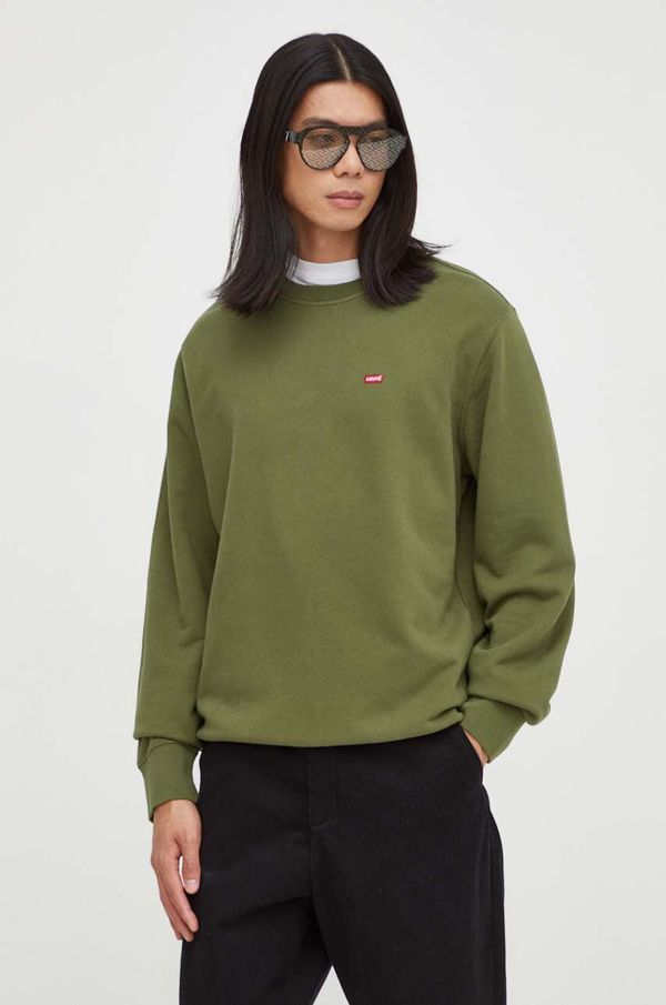 Levi's Bombažen pulover Levi's moška, zelena barva