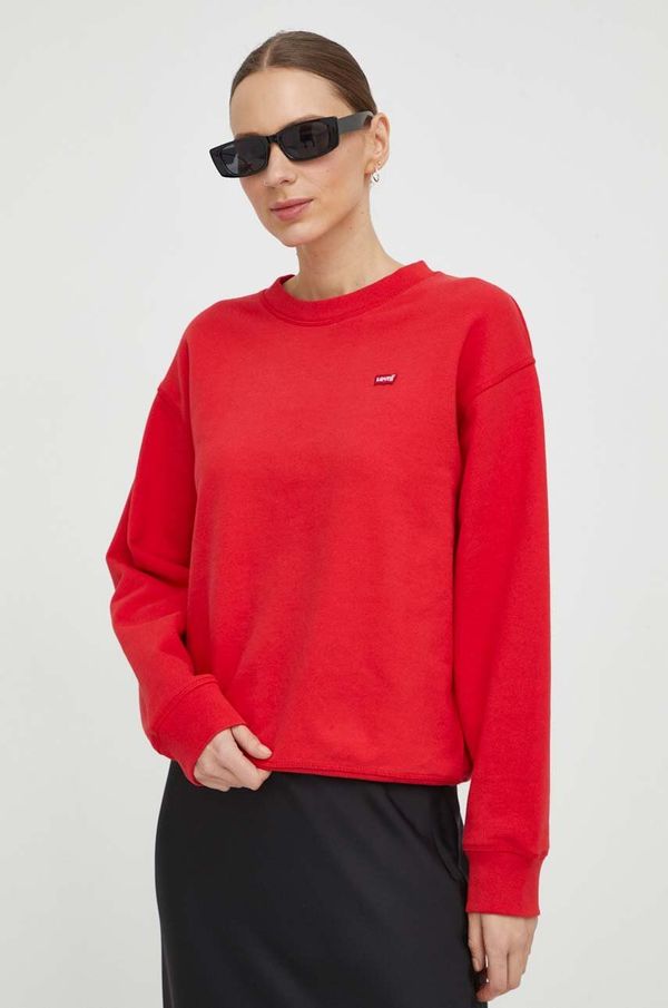 Levi's Bombažen pulover Levi's ženska, rdeča barva