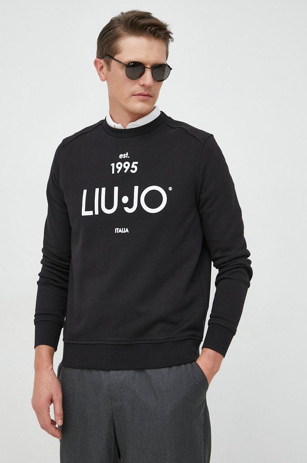 Liu Jo Bombažen pulover Liu Jo moška, črna barva