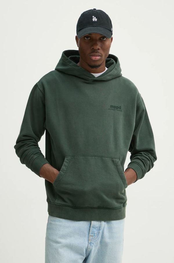Marc O'Polo Bombažen pulover Marc O'Polo moški, zelena barva, s kapuco, 5000005459