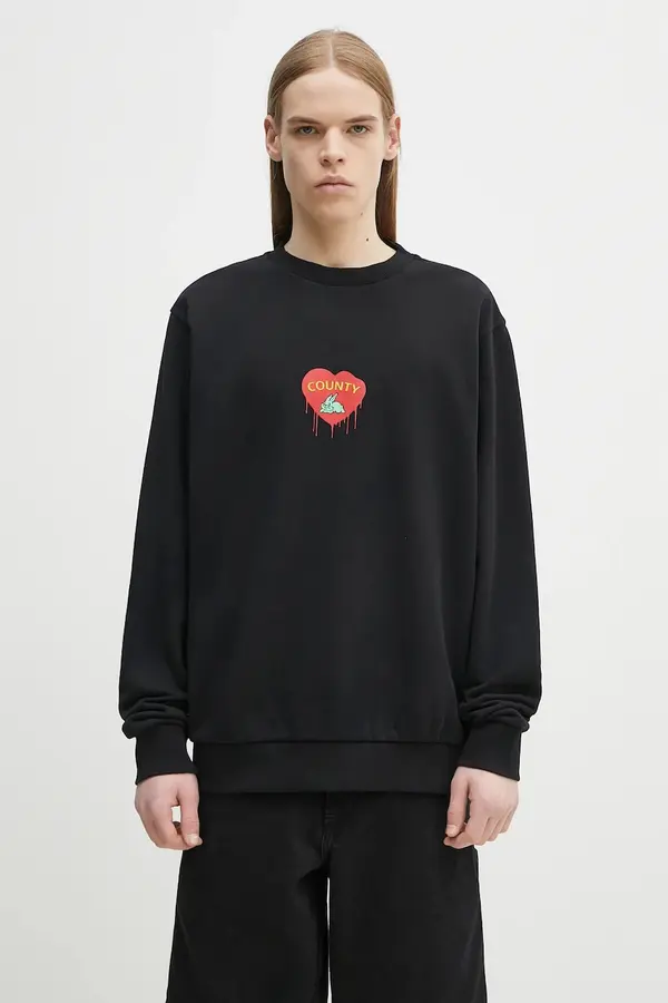 Marcelo Burlon Bombažen pulover Marcelo Burlon Bunny Heart Regular Crewneck Black Red