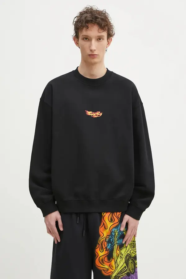 Marcelo Burlon Bombažen pulover Marcelo Burlon County Flame Boxy Crewneck Black Red