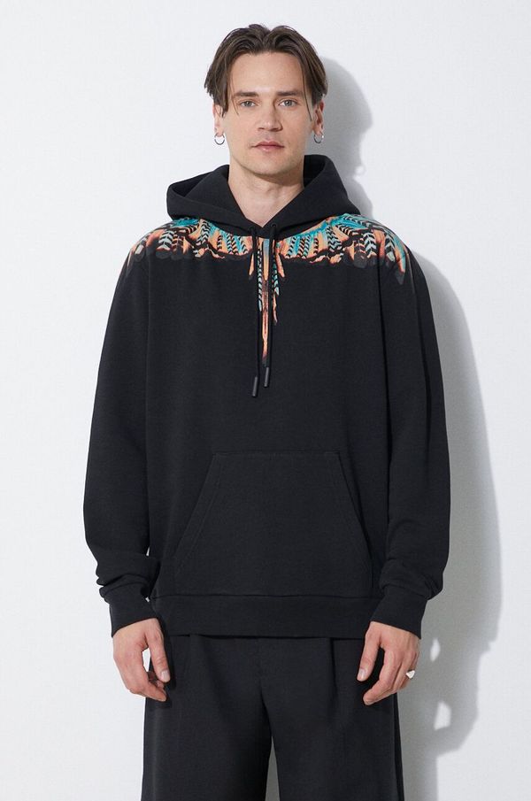 Marcelo Burlon Bombažen pulover Marcelo Burlon Grizzly Wings Regular Hoodie moški, črna barva, s kapuco, CMBB007S24FLE0021020