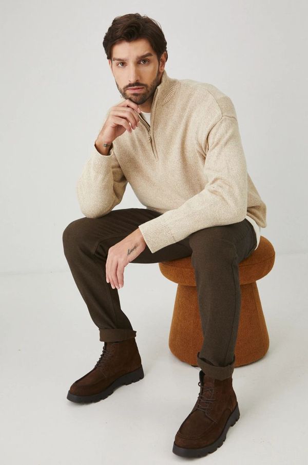 Medicine Bombažen pulover Medicine moški, bež barva