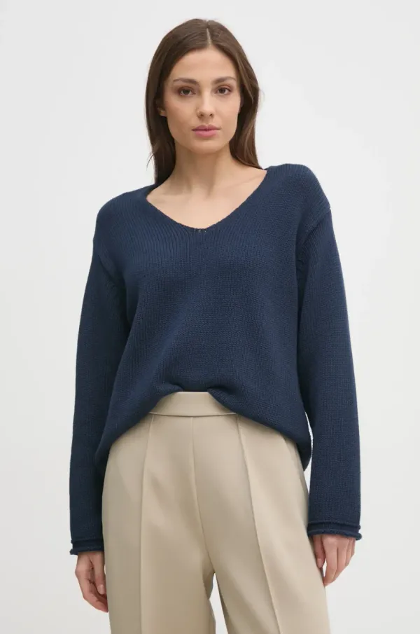 Mos Mosh Bombažen pulover Mos Mosh ženski, mornarsko modra barva, 168060