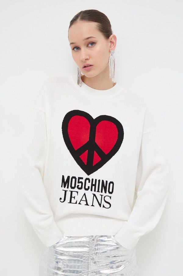 Moschino Jeans Bombažen pulover Moschino Jeans bež barva