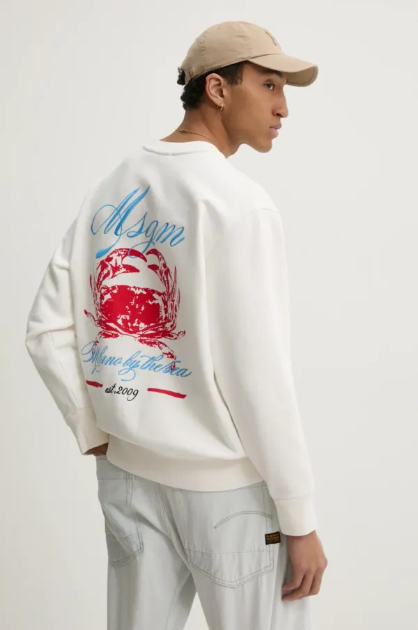 MSGM Bombažen pulover MSGM moški, bež barva, 3840MM115.257099