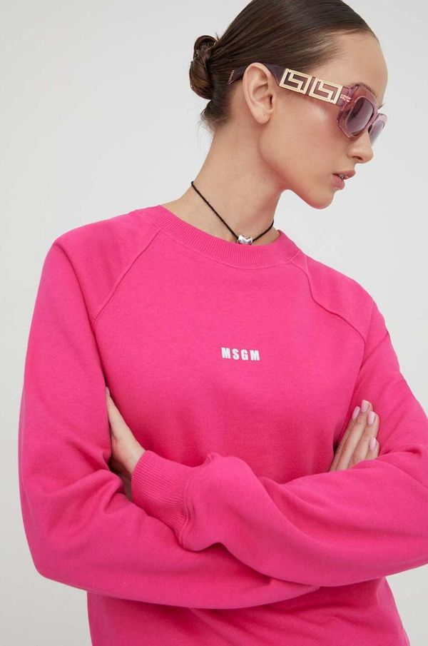 MSGM Bombažen pulover MSGM ženska, roza barva
