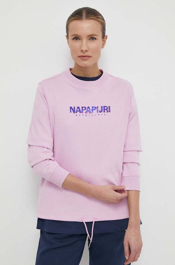 Napapijri Bombažen pulover Napapijri B-Kreis ženski, roza barva, NP0A4HNWP1J1