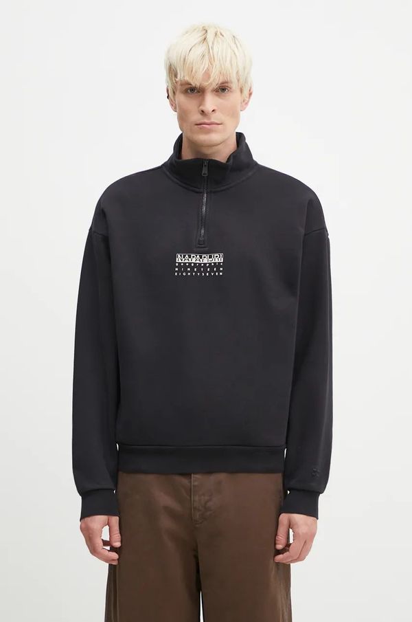Napapijri Bombažen pulover Napapijri B-Premium Hz moški, črna barva, s kapuco, NP0A4I6N9411