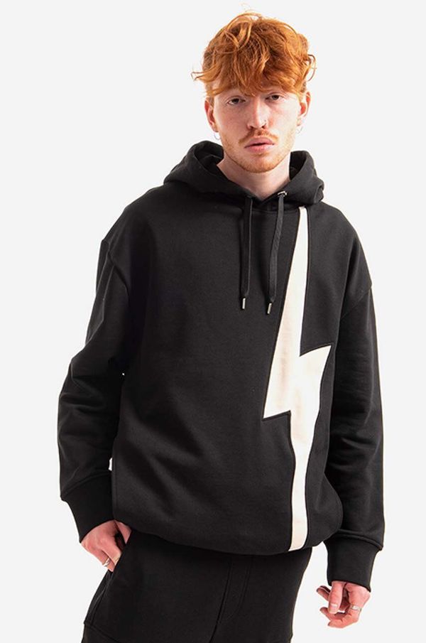 Neil Barrett Bombažen pulover Neil Barrett Easy Hooded Sweatshirt moški, črna barva, s kapuco