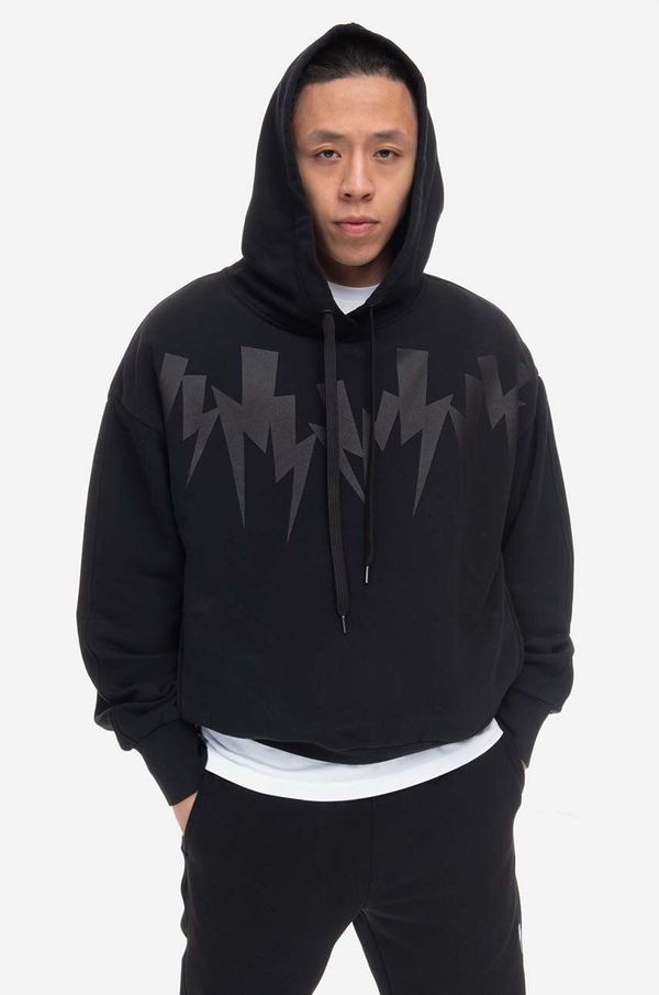 Neil Barrett Bombažen pulover Neil Barrett moška, črna barva, s kapuco