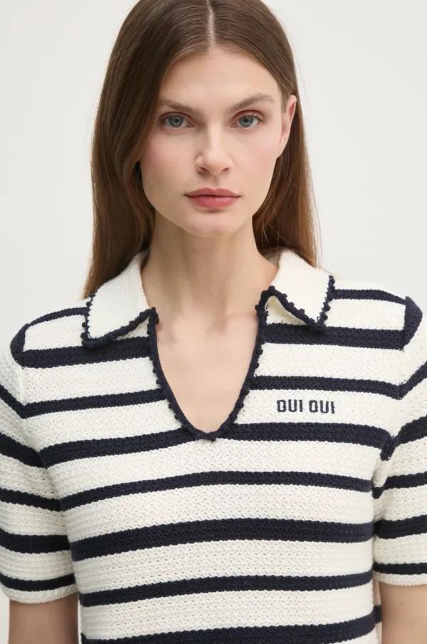 OUI Bombažen pulover OUI bež barva, 91946