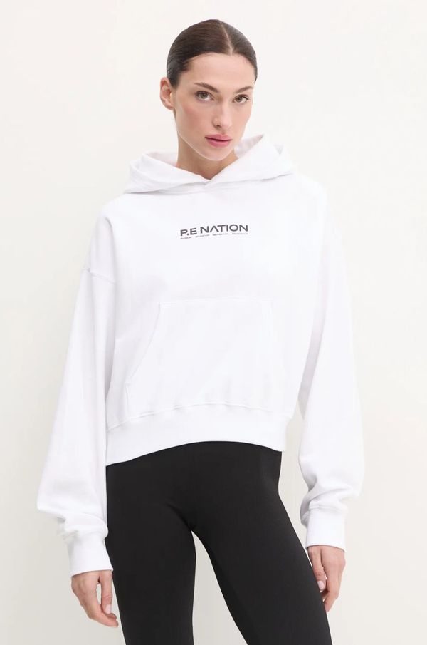 P.E Nation Bombažen pulover P.E Nation Transition ženski, bela barva, s kapuco, 244H277