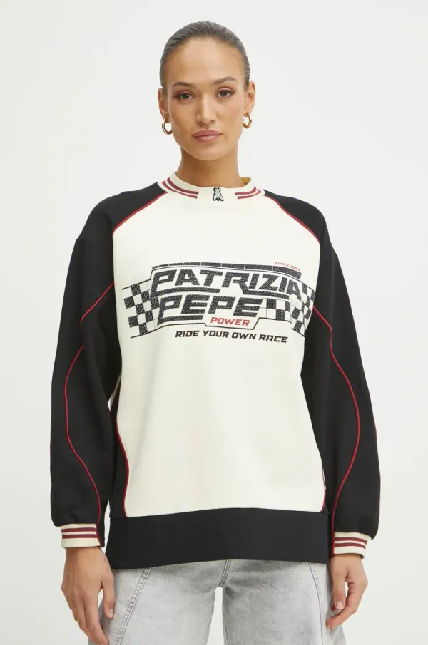 Patrizia Pepe Bombažen pulover Patrizia Pepe ženski, bež barva, 8M1672 J079