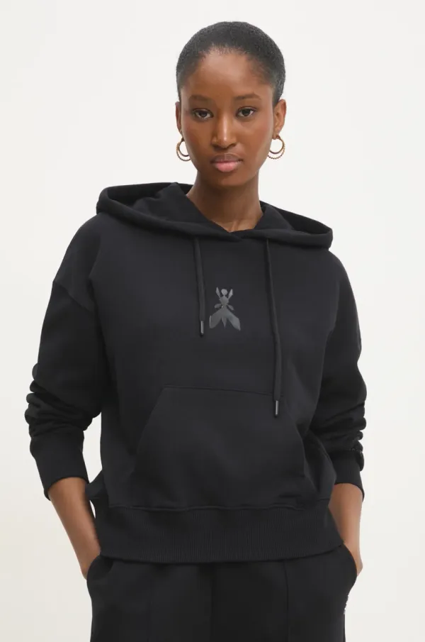 Patrizia Pepe Bombažen pulover Patrizia Pepe ženski, črna barva, s kapuco, 8M1676 J079